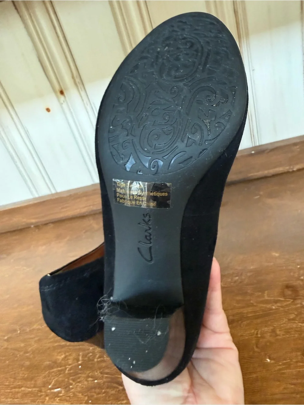 Clarks Artisan Black Suede Women's Slip-On  2” heel- 7W